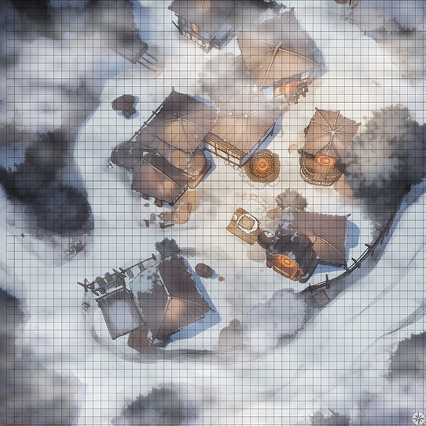 Winter Mountain Village Battlemap Mist