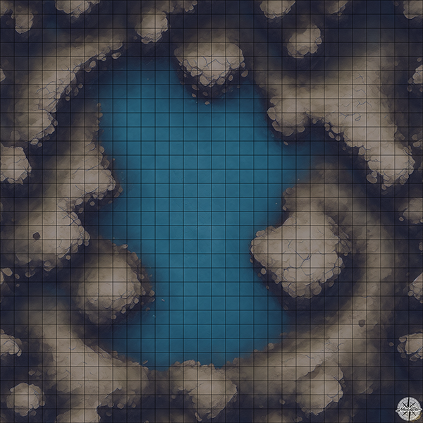 Deep Ridged Cave with Lake