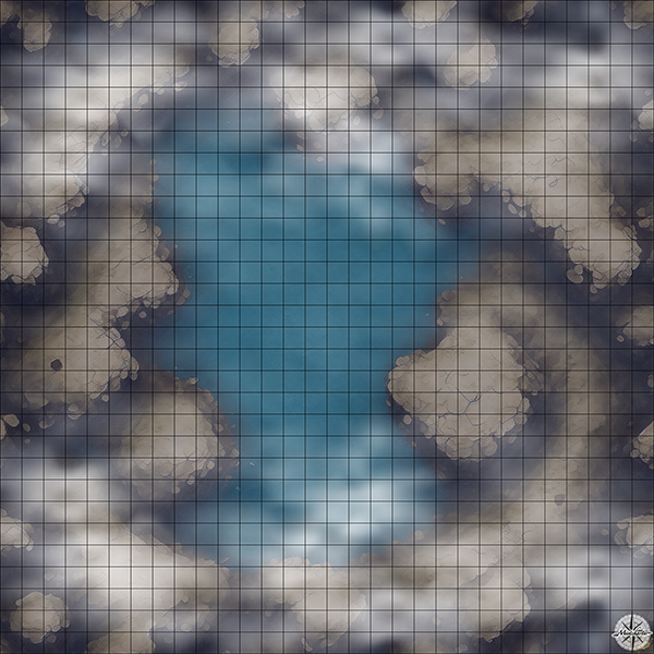 Deep Ridged Cave with Lake