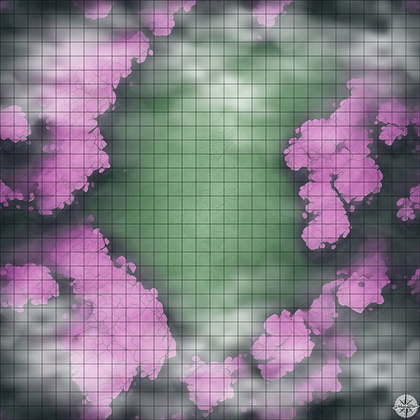 purple hill mountain arena D&D map with Mist