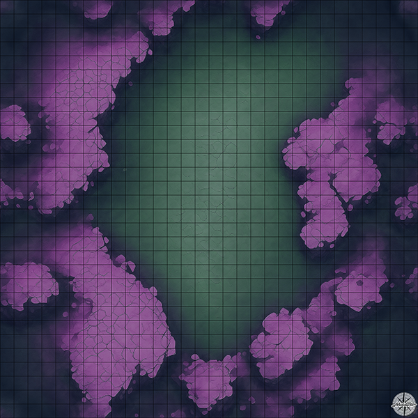 purple hill mountain arena D&D map with Night