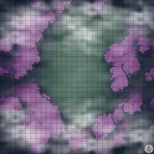 purple hill mountain arena D&D map with Night Mist