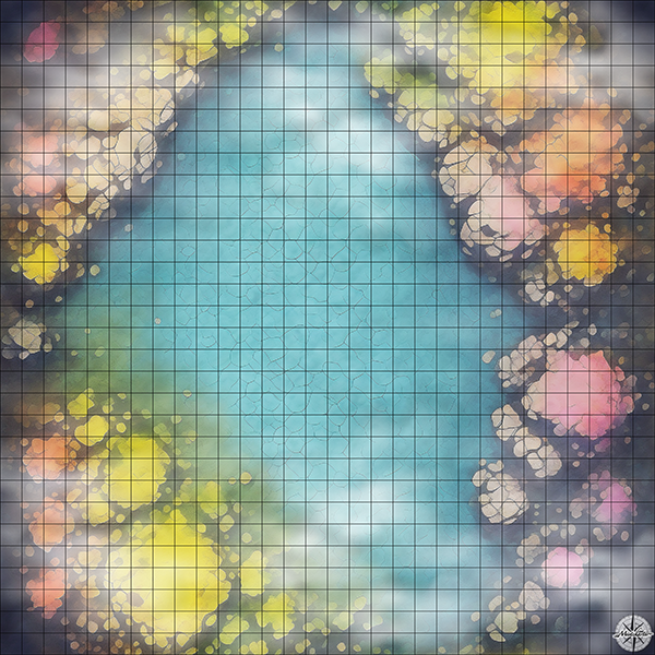 rainbow mountain arena D&D map with Mist