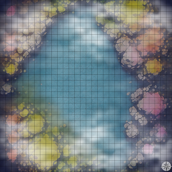 rainbow mountain arena D&D map with Night Mist