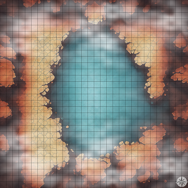 red stone cave arena D&D map with Mist