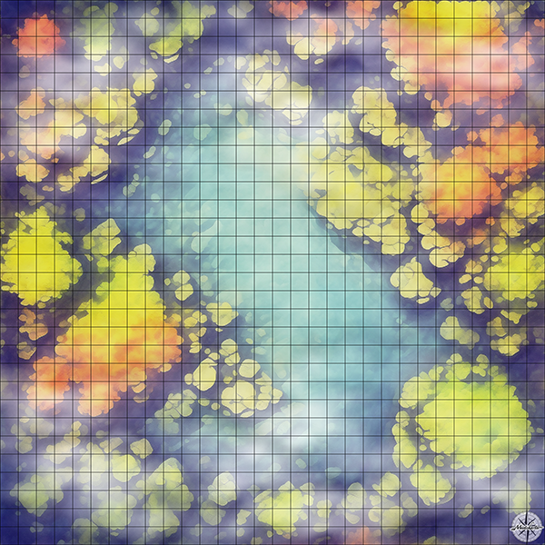 rocky coral arena D&D map with Mist