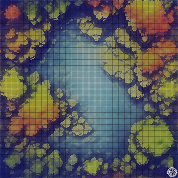 rocky coral arena D&D map with Night