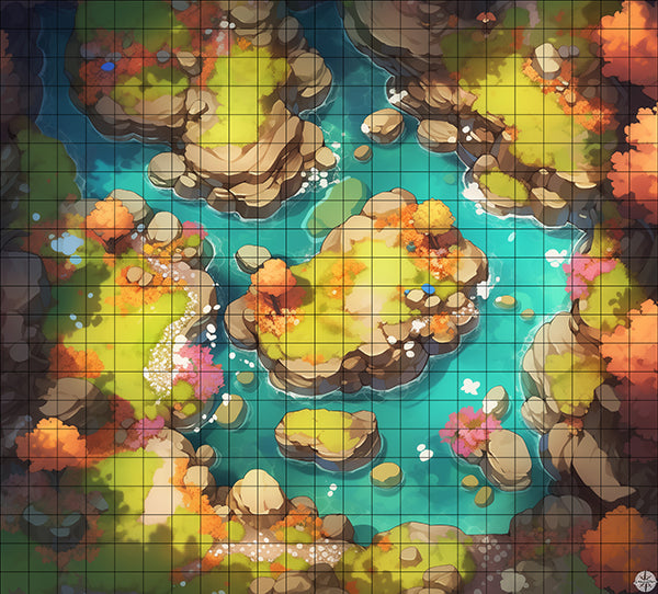 Bright Colorful Forest with River Battlemap