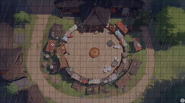 Circle Township Battlemap Night Rain