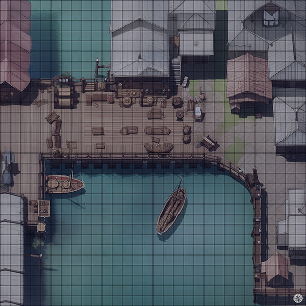 Coastal Trade Harbor Battlemap Night