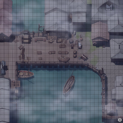 Coastal Trade Harbor Battlemap Night Mist