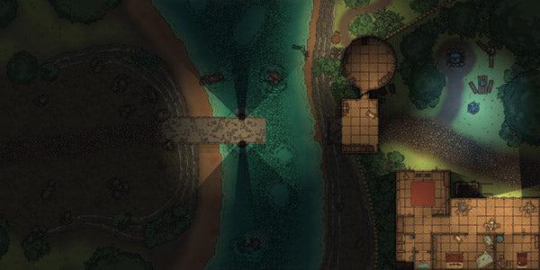 Drawbridge Over Valley at night time by captain cartograph