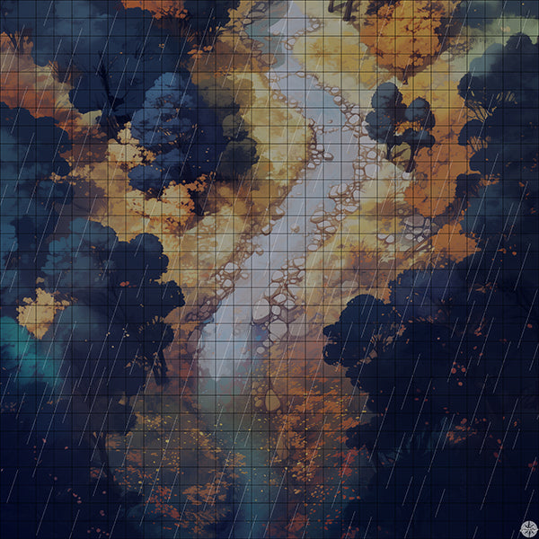 Enchanted Autumnal Forest Battlemap Night Rain