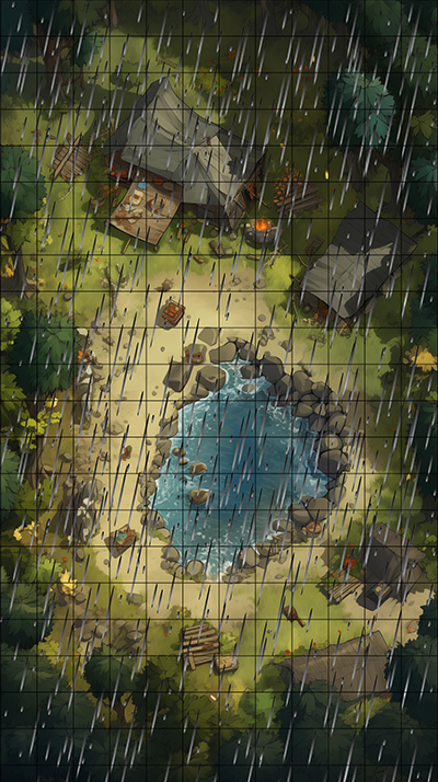 Fernfoot Ambush Rainy D&D Map