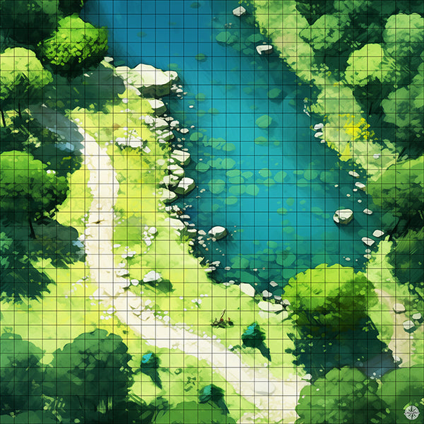 Fishing Lakein Dense Forest Battlemap