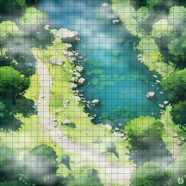 Fishing Lakein Dense Forest Battlemap Mist