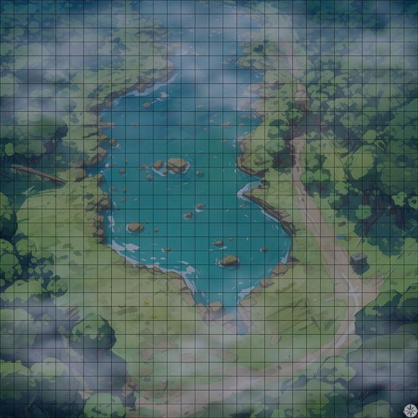 Forest Lake Campground Map Battlemap Night Mist