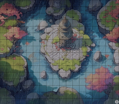 Forest Shrine Battlemap Night Rain