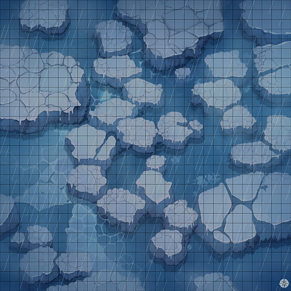 Frostpeak Glacier Lake Battlemap Night Rain