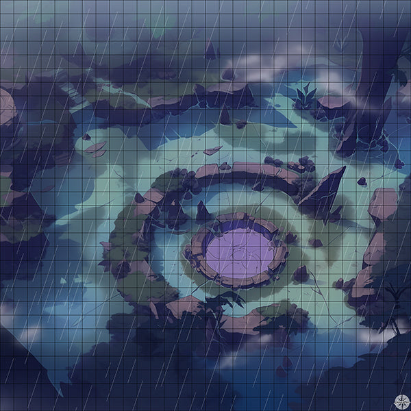 Galaxia Crater Fields Battlemap Night Rain