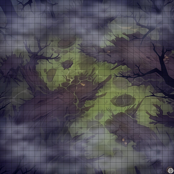 Gloomroot Basin Battlemap - TTRPG Map For D&D and Roll20 – Mistcharter Maps