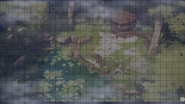 Goblins Hut Swamp Battlemap Night Mist