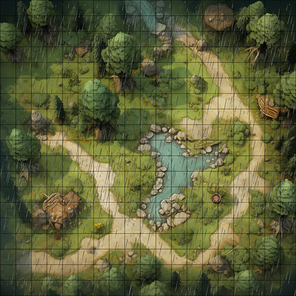 GreenGrin Forest Rainy TTRPG Map