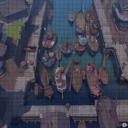 Harbor Town Portside Battlemap Night