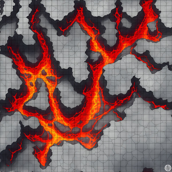 Cracked Grey Cliffs with Red Lava River battle map