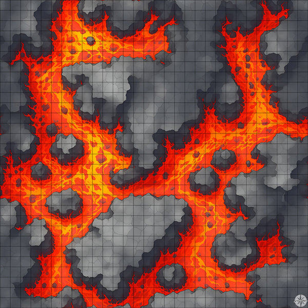 Flaming Lava River with Islands battle map