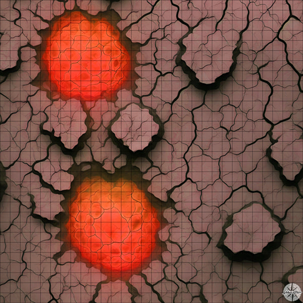 Cracked Earth with Red Lava Pools battle map