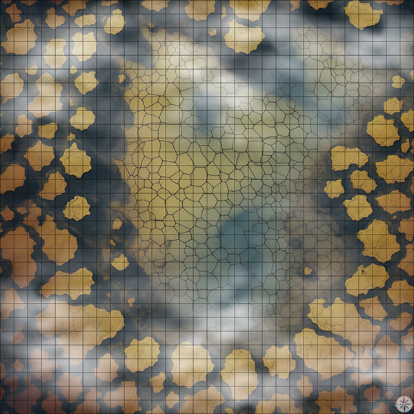 Cracked Yellow Desert Clearing map with mist