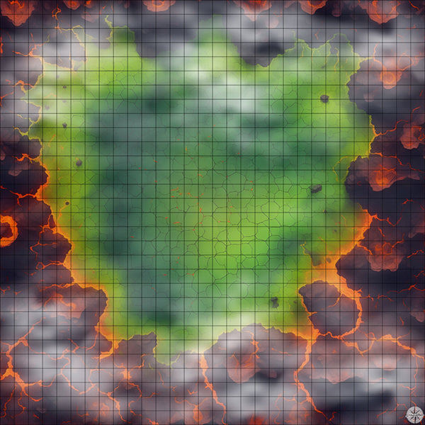 Volcano Map Token Acid Volcano Arena Battlemap - TTRPG Map For D&D and Roll20 ...