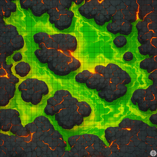 Acid Green Lava with Islands Battle Map