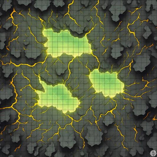 grey cracked hellscape with yellow lava battle map