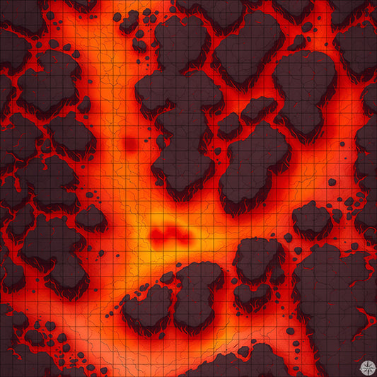 red lava river with islands battle map
