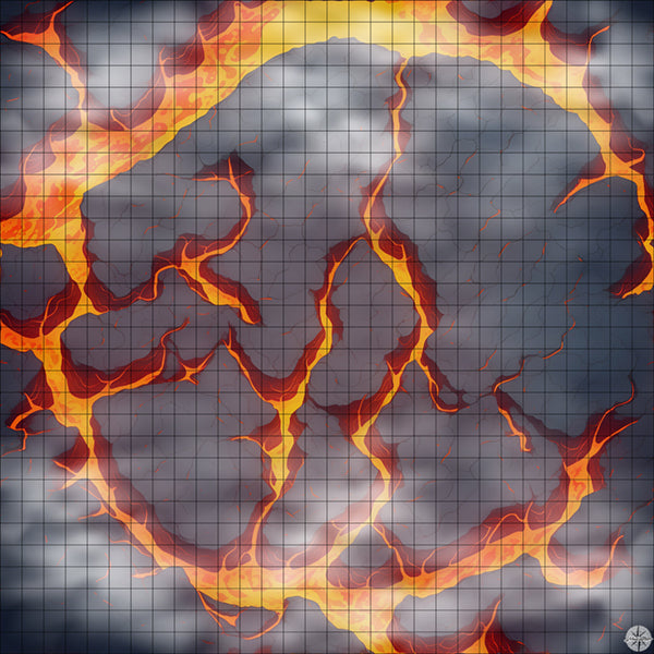 large cracked island arena in lava battle map with Mist