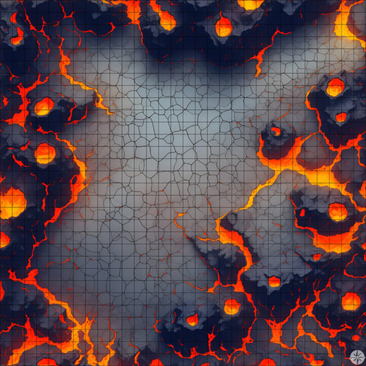 red lava arena with volcano battle map