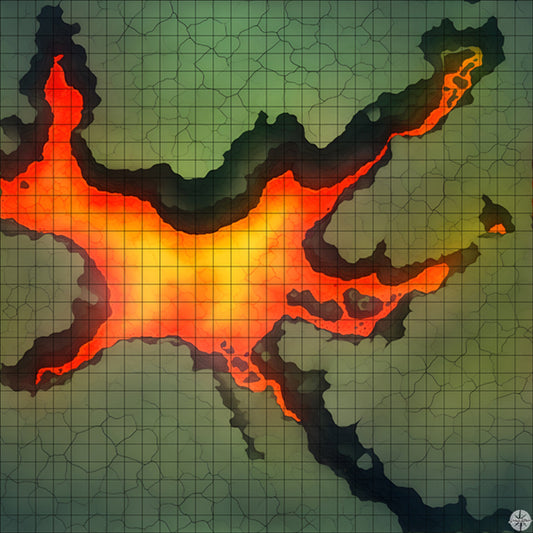 red lava lake with green cracks battle map