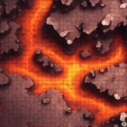 red lava river with crossroad battle map