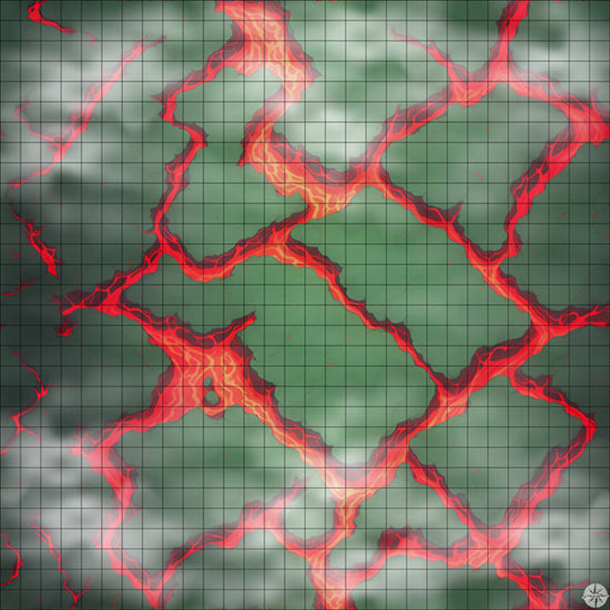 Green Rocky Islands with Red Lava Rivers Battlemap - TTRPG Map For D&D ...