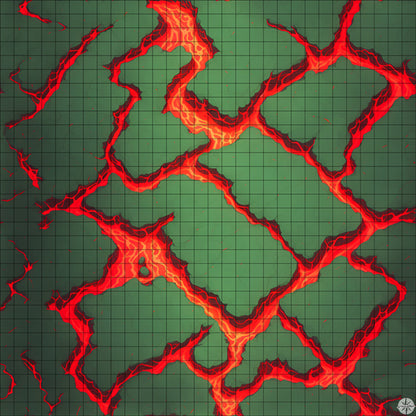 green rocky islands with red lava rivers battle map
