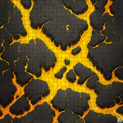 Flaming Yellow Lava River with Islands battlemap