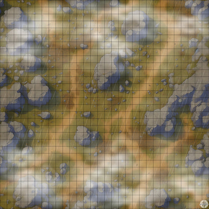 Autumn Hillside Rocky Clearing map with mist and rain