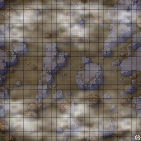 Autumn Hillside with Cliffs map night time with mist