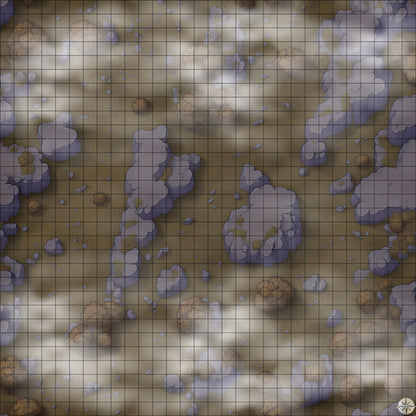 Autumn Hillside with Cliffs map night time with mist