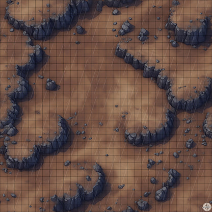 Desert Canyon Cliffs map with rain