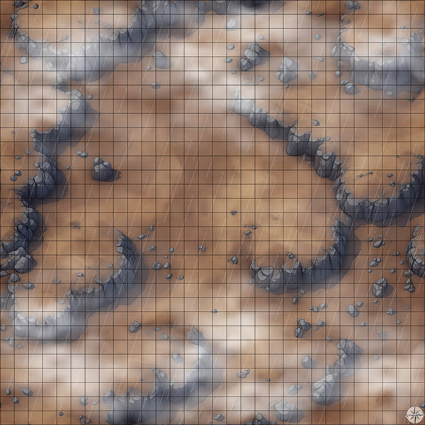 Desert Canyon Cliffs map with rain and mist