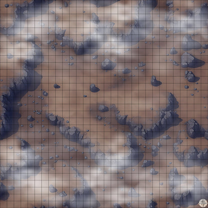 Desert Rocky Clearing map night time with mist