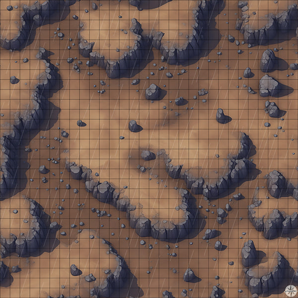 Desert Rocky Clearing map with rain